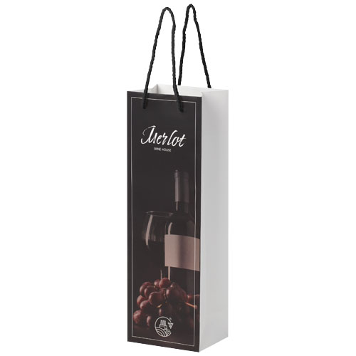 Sac bouteille publicitaire recyclable 12x37x9 cm Blanc / Noir
